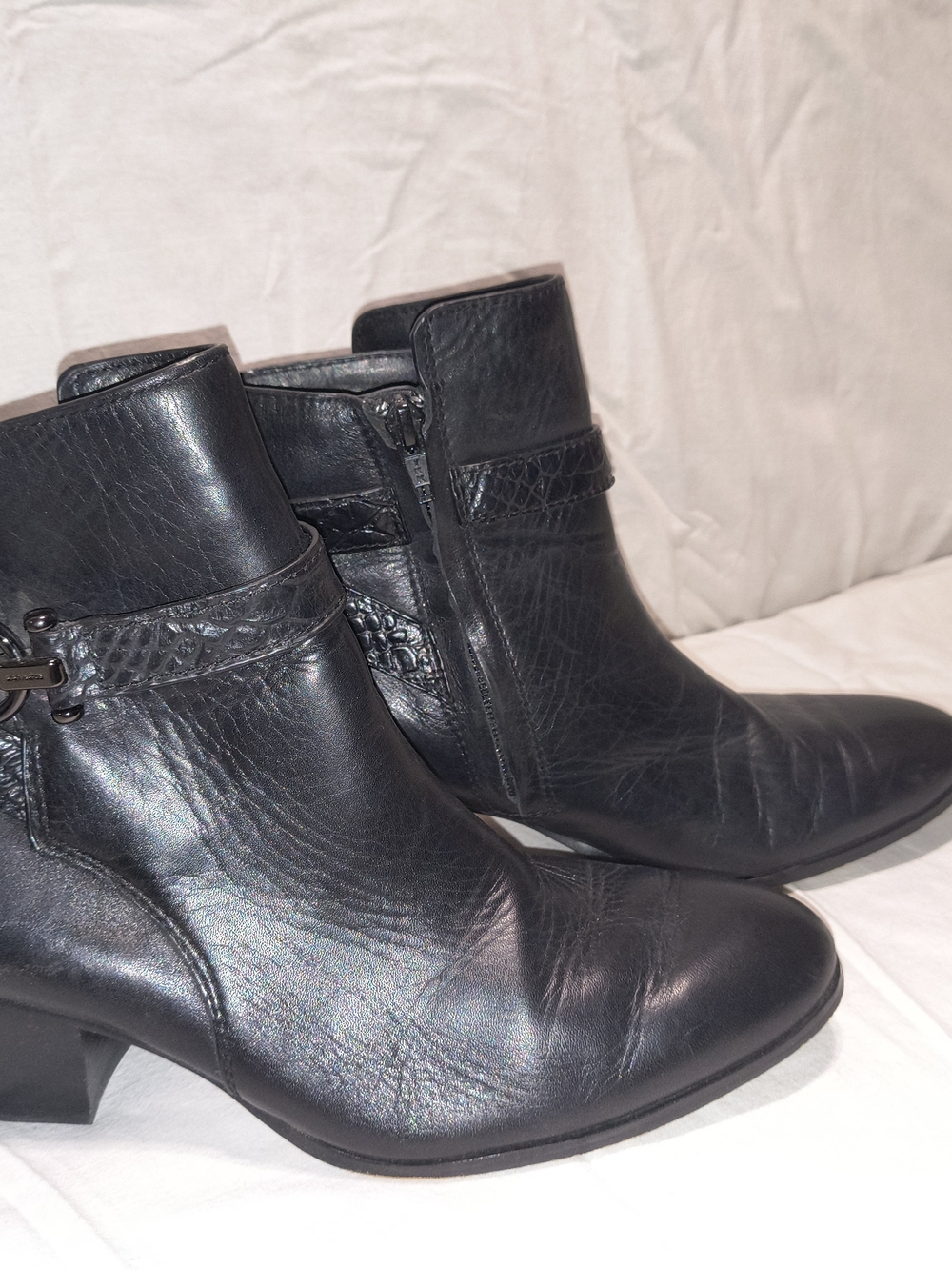 Coach Black Leather Ankle Booties with Subtle Strap Detail